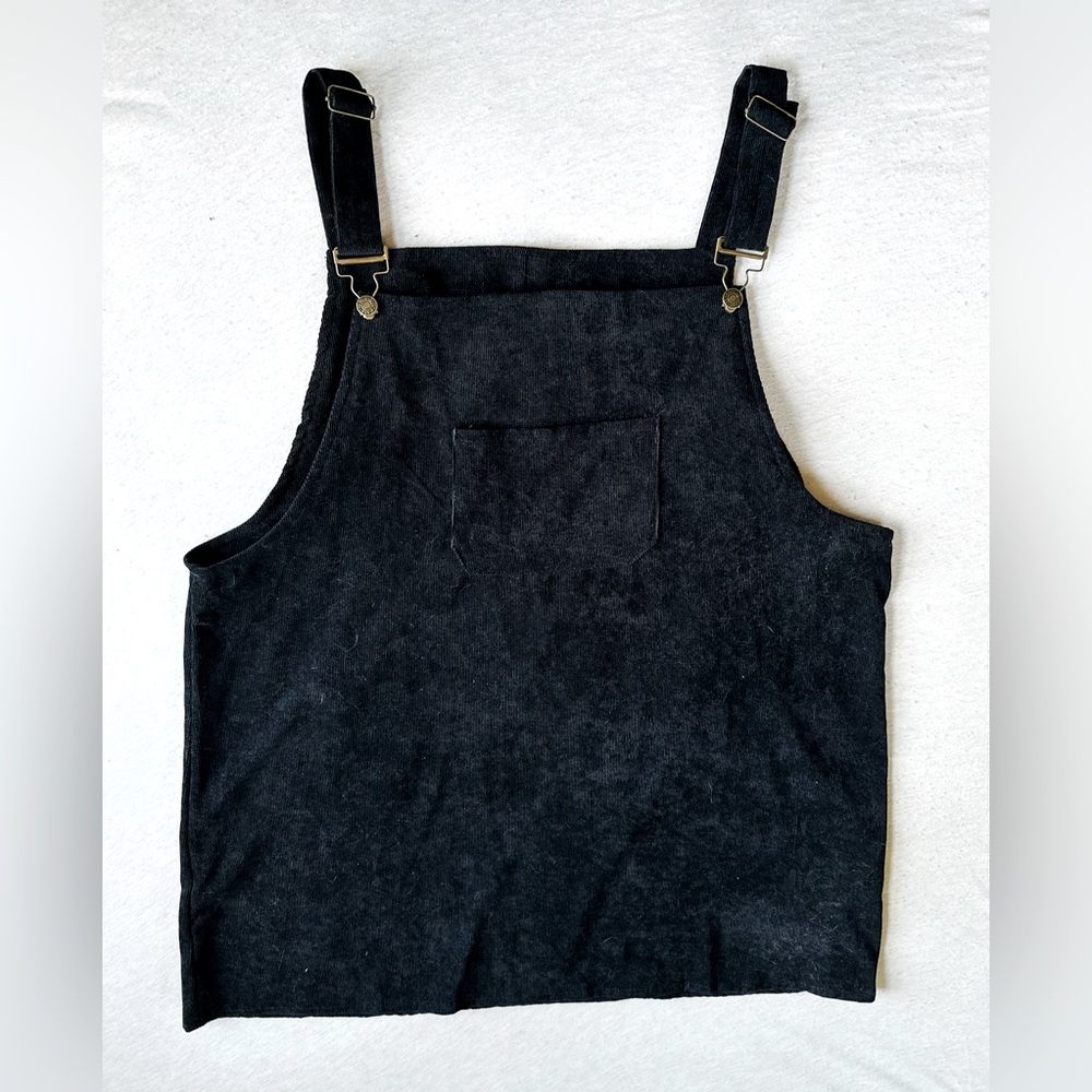 Black corduroy overall dress